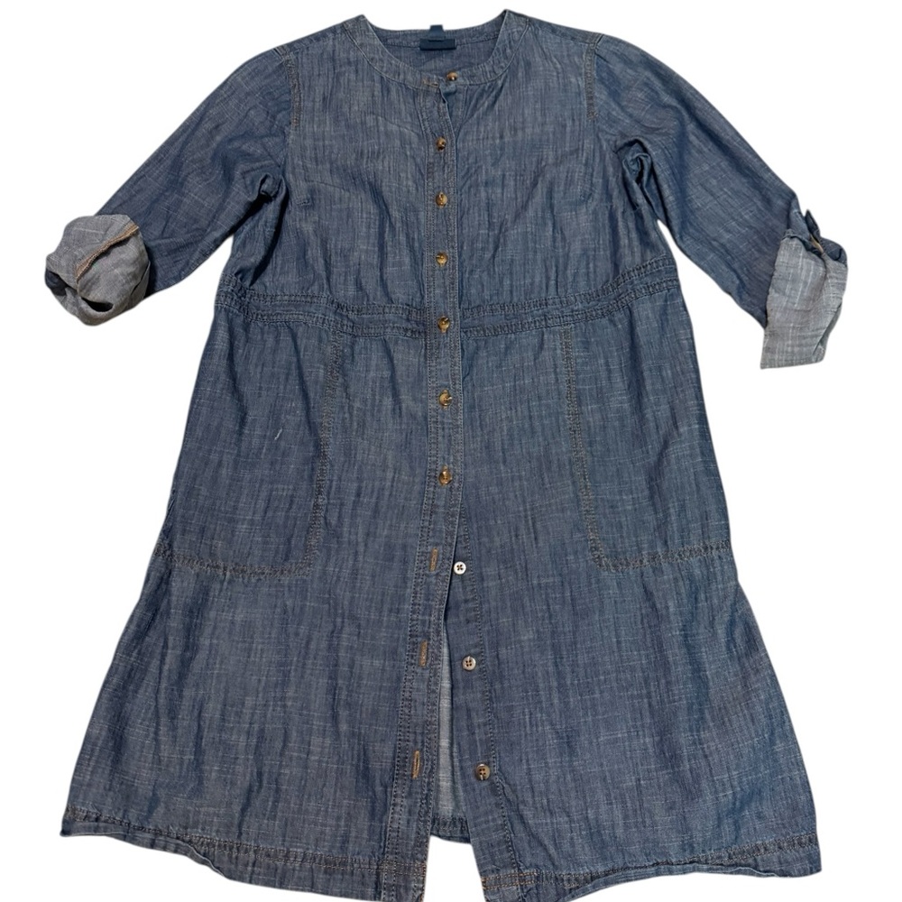J. Jill Blue Button-Down Denim Dress Size Small
